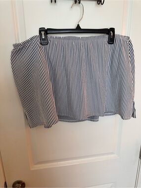 Cacique Navy & White Striped Swim Skirt